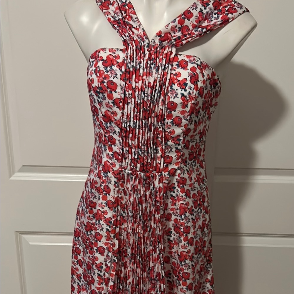 Red and White Halter Midi Sundress for Cocktail Events - Picture 4 of 12